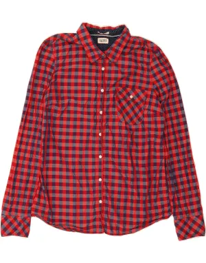 Relaxed Silhouette Ventilated Back Panel TOMMY HILFIGER Womens Shirt UK 16 Large Red Gingham Cotton
