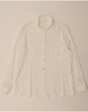 VINTAGE Womens Shirt Blouse UK 18 XL White Polyester Vibrant Colors