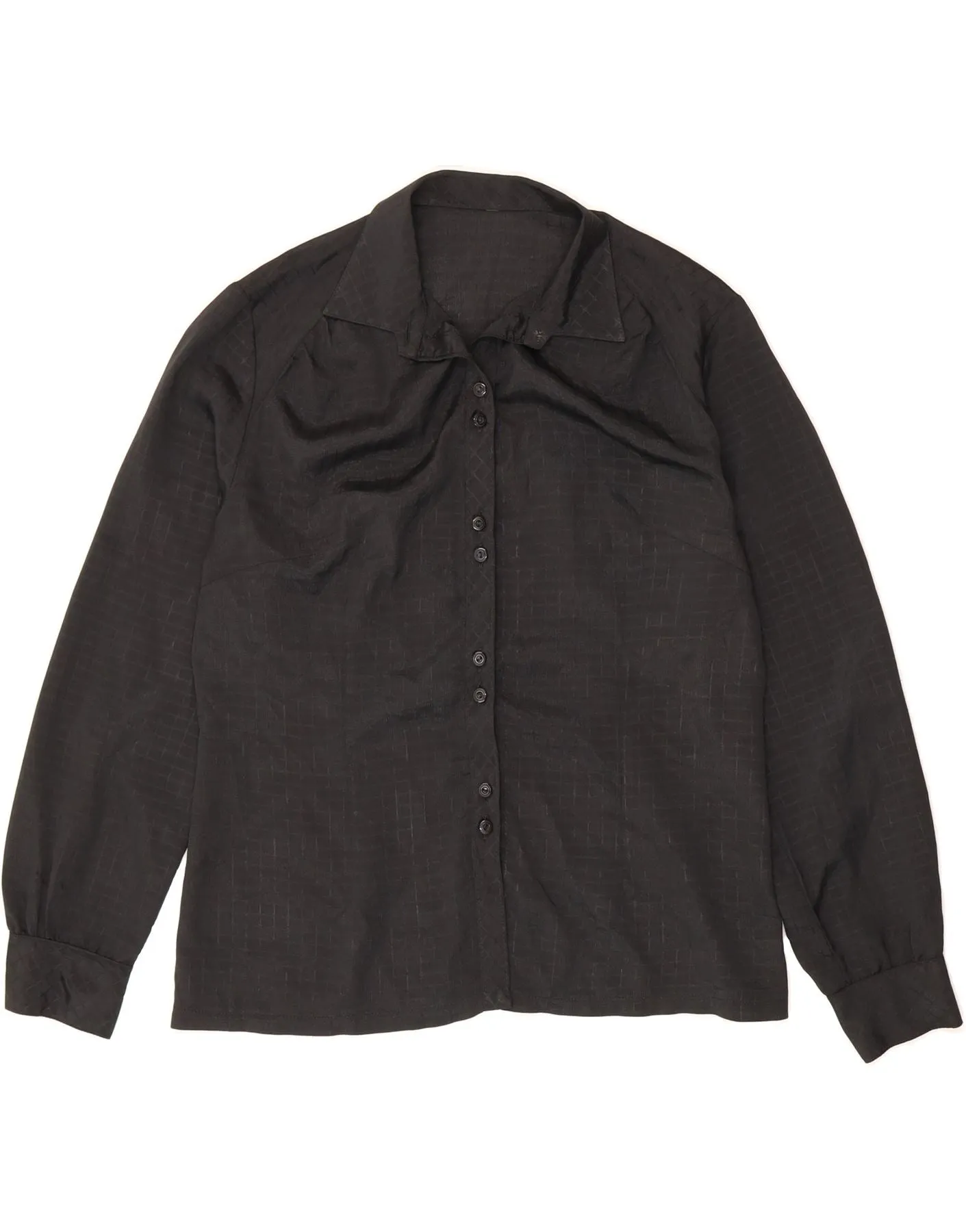 VINTAGE Womens Shirt Blouse UK 16 Large Black Polyester Designer Touch Timeless Classic