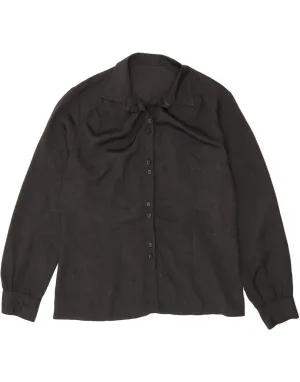 VINTAGE Womens Shirt Blouse UK 16 Large Black Polyester Designer Touch Timeless Classic