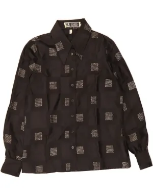 Winter Collection VINTAGE Womens Shirt Blouse IT 44 Medium Black Geometric