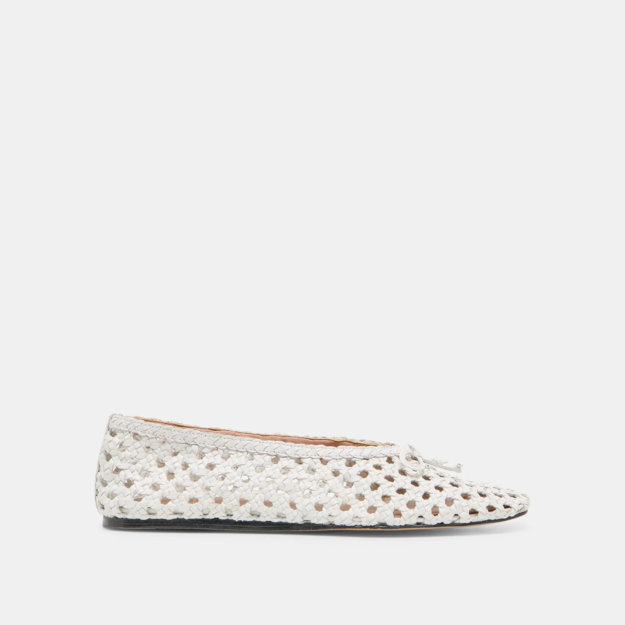 Walking Essential Footwear Breathable feature EDDA BALLET FLATS BONE WOVEN LEATHER
