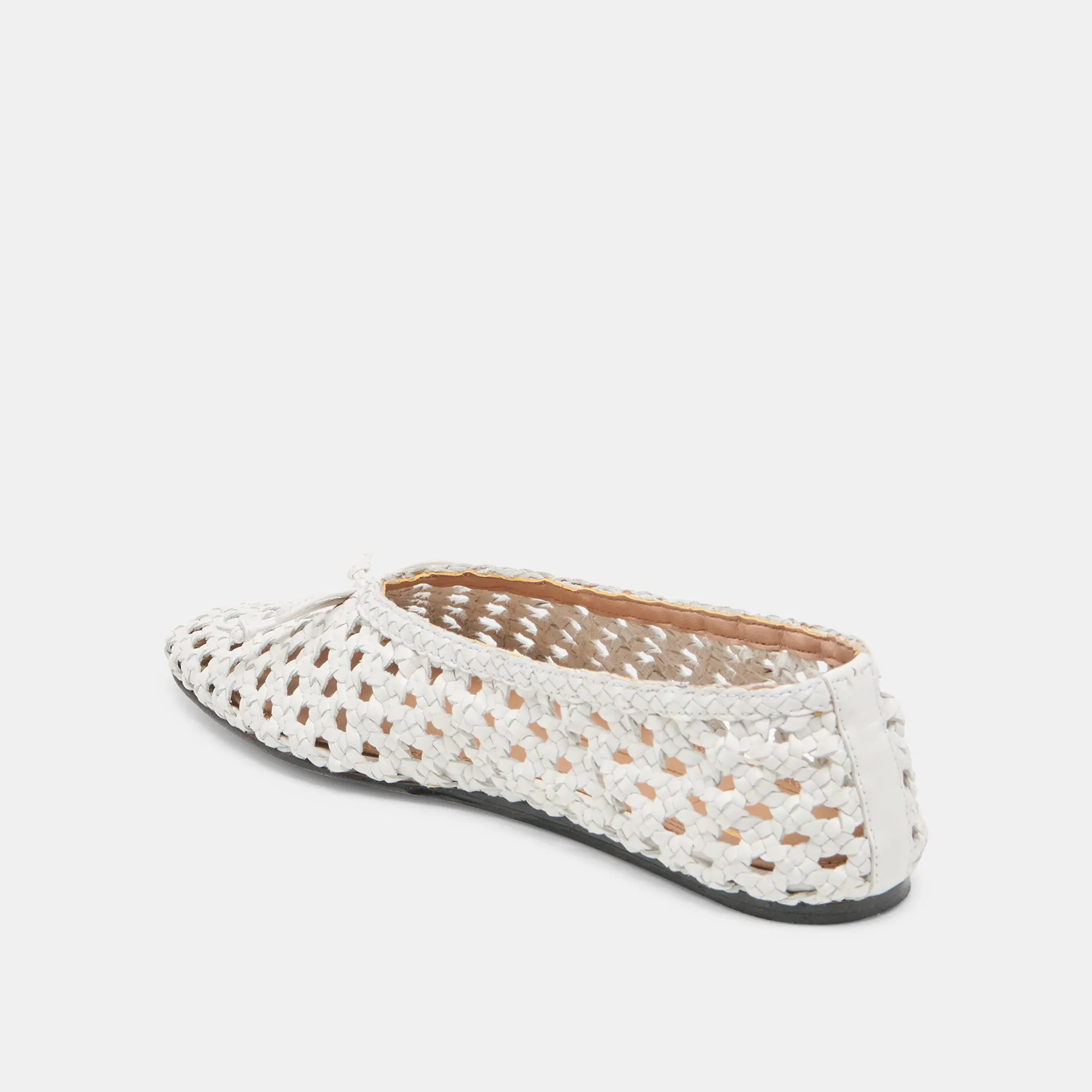 Soft Lining Shoes Cozy Sole EDDA BALLET FLATS BONE WOVEN LEATHER