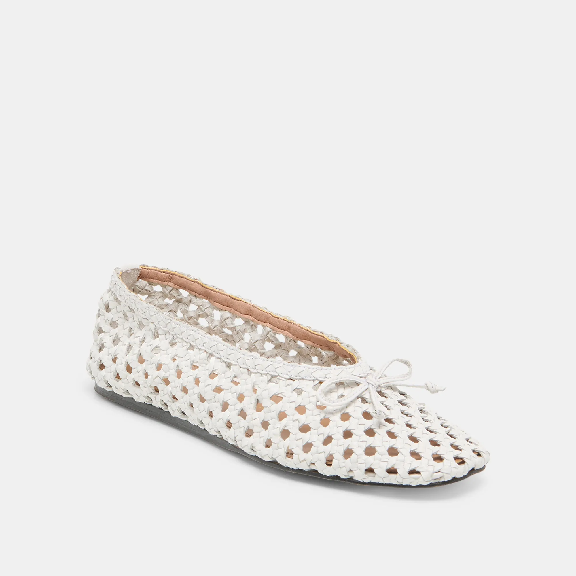 Versatile Wear Shoes Look Glow EDDA BALLET FLATS BONE WOVEN LEATHER