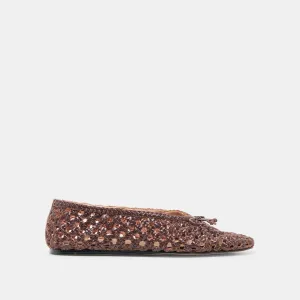 EDDA BALLET FLATS BROWN WOVEN LEATHER Cozy Step Reliable Footwear