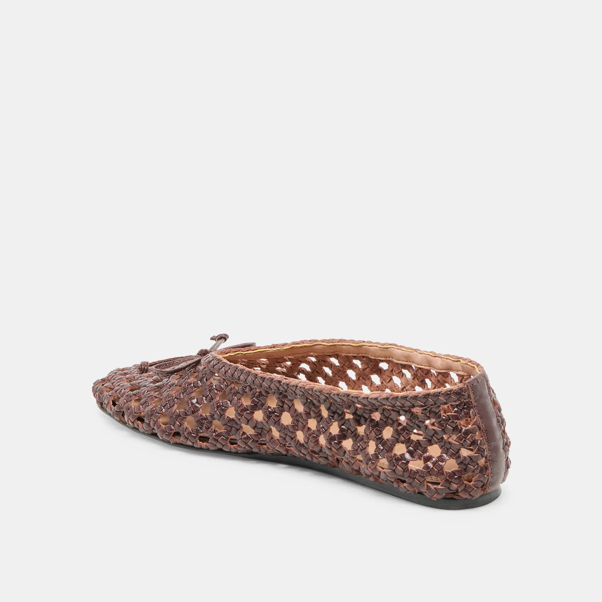 Comfort footbed Bus stop EDDA BALLET FLATS BROWN WOVEN LEATHER