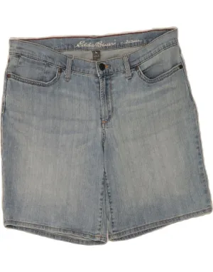 EDDIE BAUER Womens Boyfriend Denim Shorts US 10 Large W34 Blue Cotton Trendy Look Non Restrictive Armhole