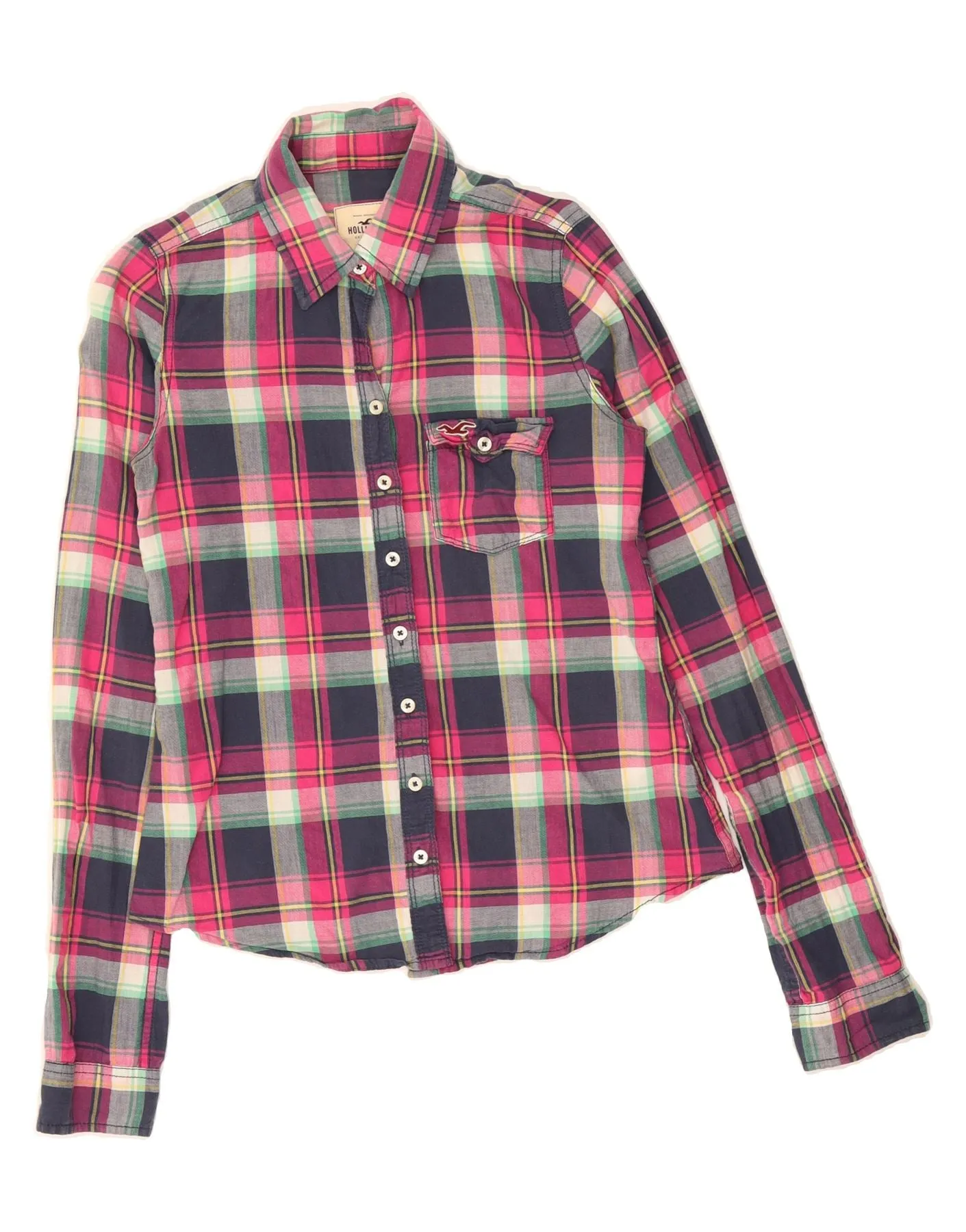 Anniversary Special Wardrobe Staple HOLLISTER Womens Shirt UK 6 XS Pink Check Cotton