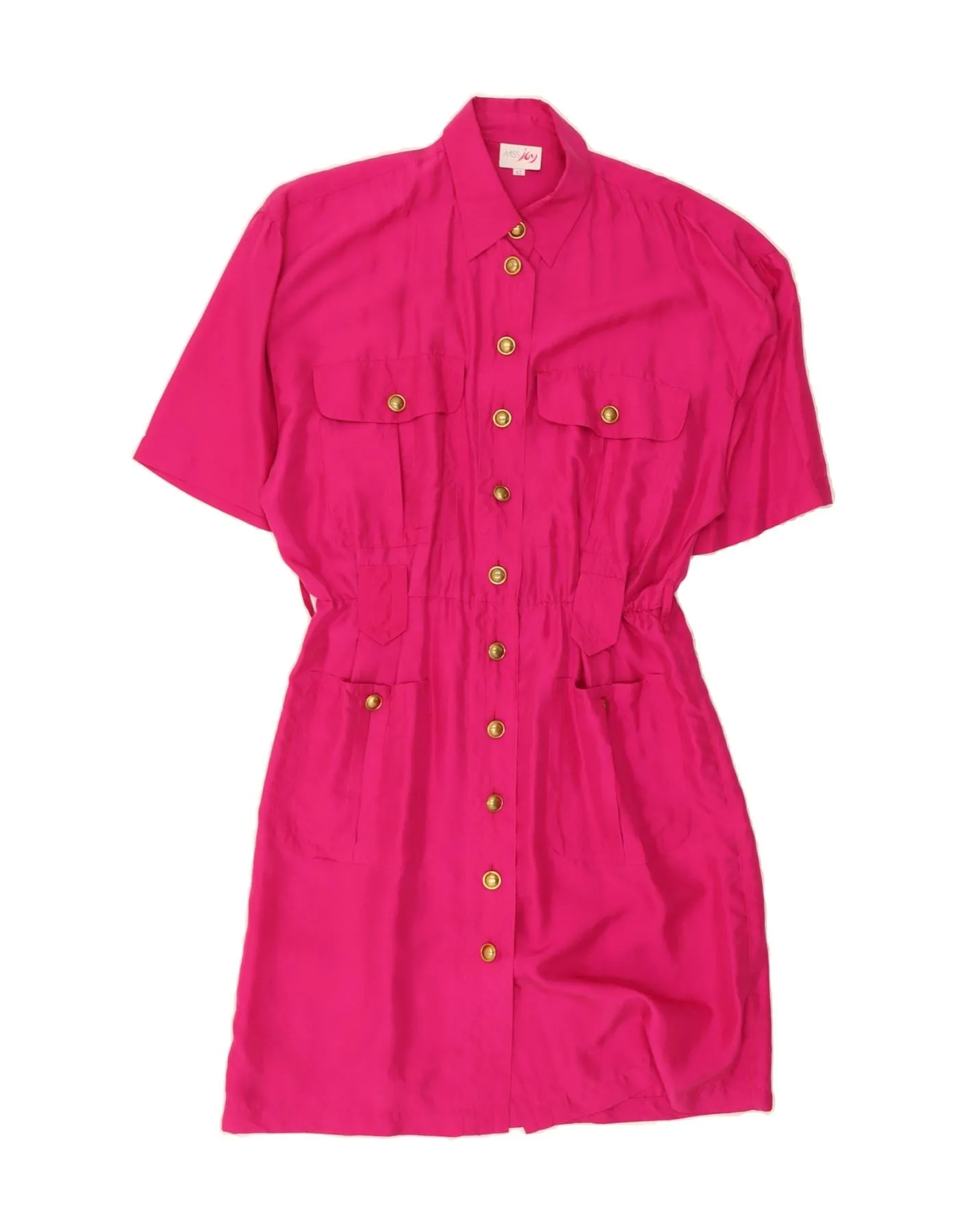MISS JOY Womens Shirt Dress EU 42 Large Pink Silk Cool Comfort