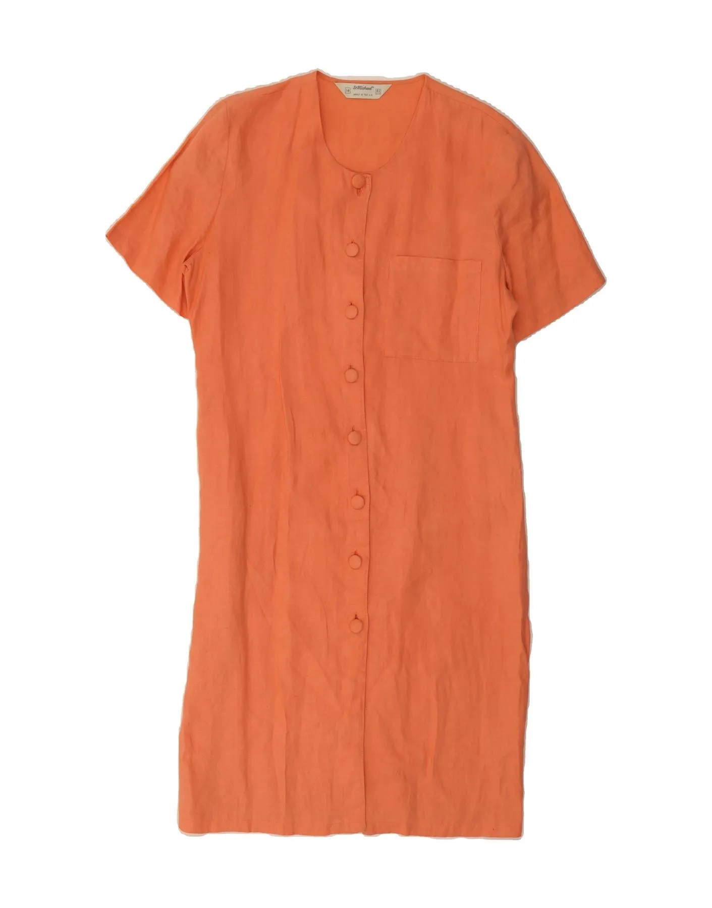 ST MICHAEL Womens Shirt Dress UK 14 Large  Orange Flexible Placket Structure Job Interview