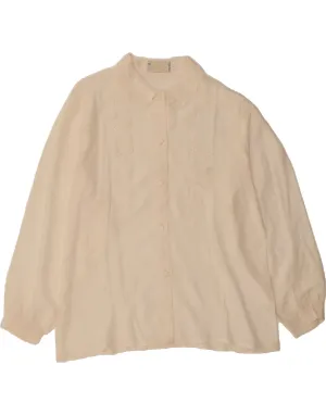 VINTAGE Womens Shirt Blouse IT 50 XL Off White Floral Silk Teen Fashion Breathable fabric