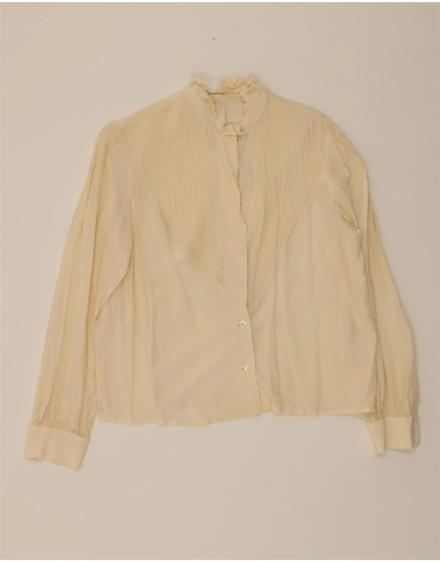 VINTAGE Womens Shirt Blouse UK 16 Large Off White Eco Friendly Production Trendsetting