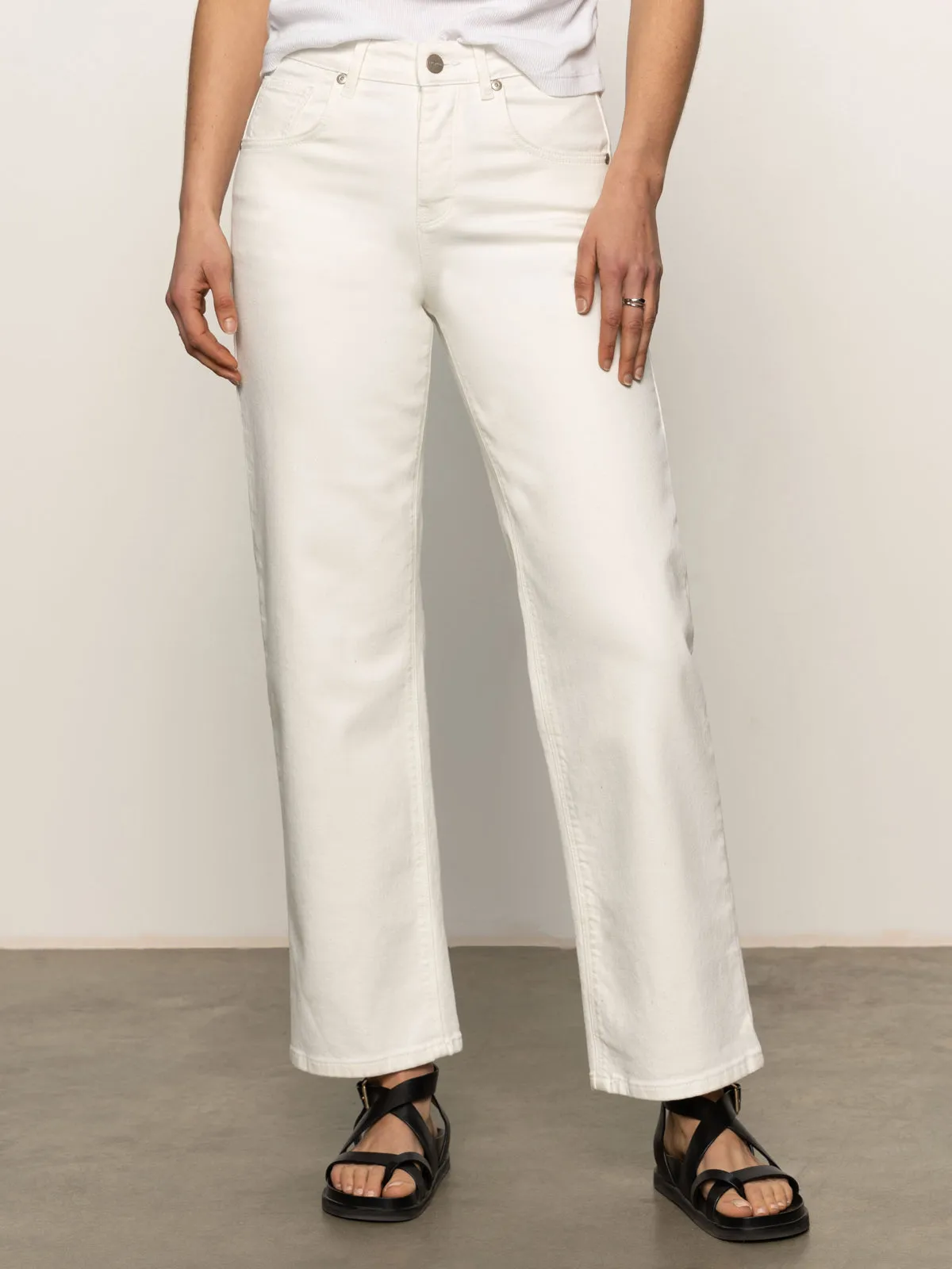 Soleil 90's Straight High Rise Jeans White FrictionResistantEdging