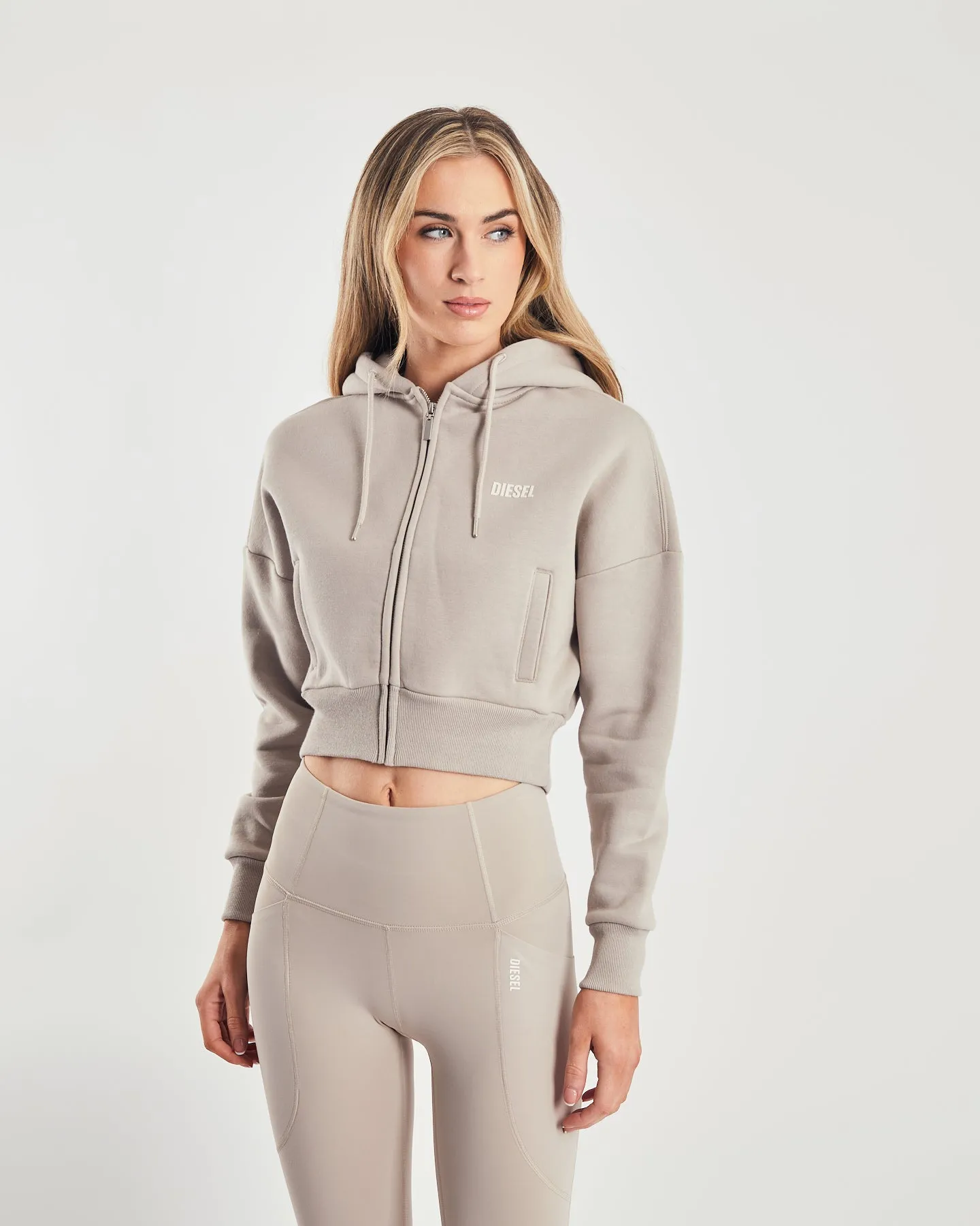 Casual Vibe Comfy and Cozy Elena Zipper Hood Warm Stone