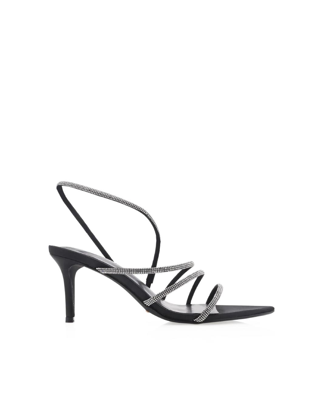 ELOWEN - BLACK SATIN-DIAMANTE Classic White Heels Minimalist