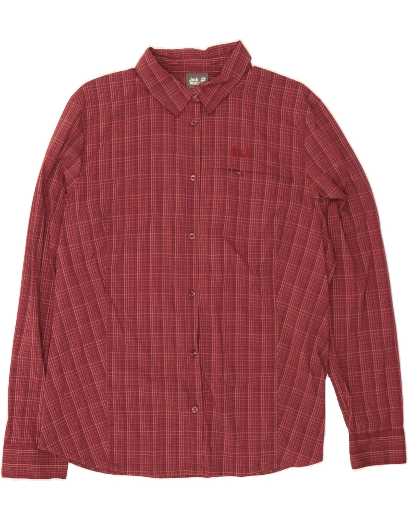 Holiday Gift JACK WOLFSKIN Womens Shirt UK 18 XL Burgundy Check Polyamide