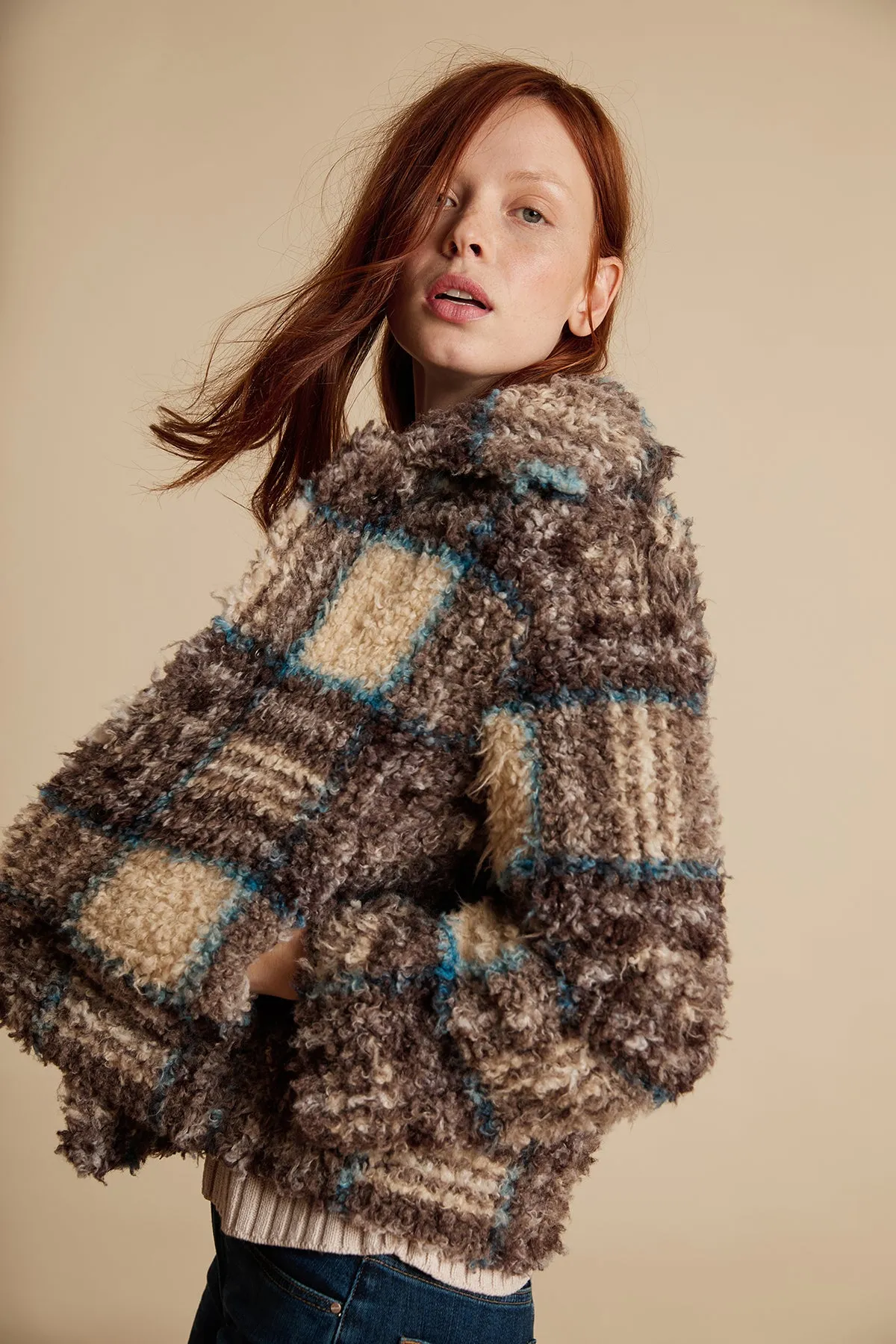 ERICA PLAID FAUX SHERPA JACKET Very Cold