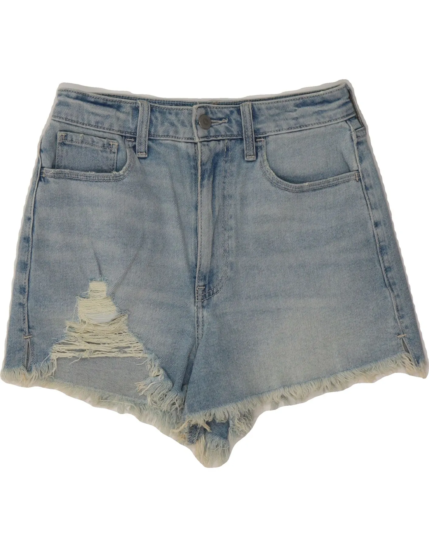 HOLLISTER Womens Mom Distressed Denim Hot Pants W26 Small Blue Cotton Trendy Pattern Trendy Vibes