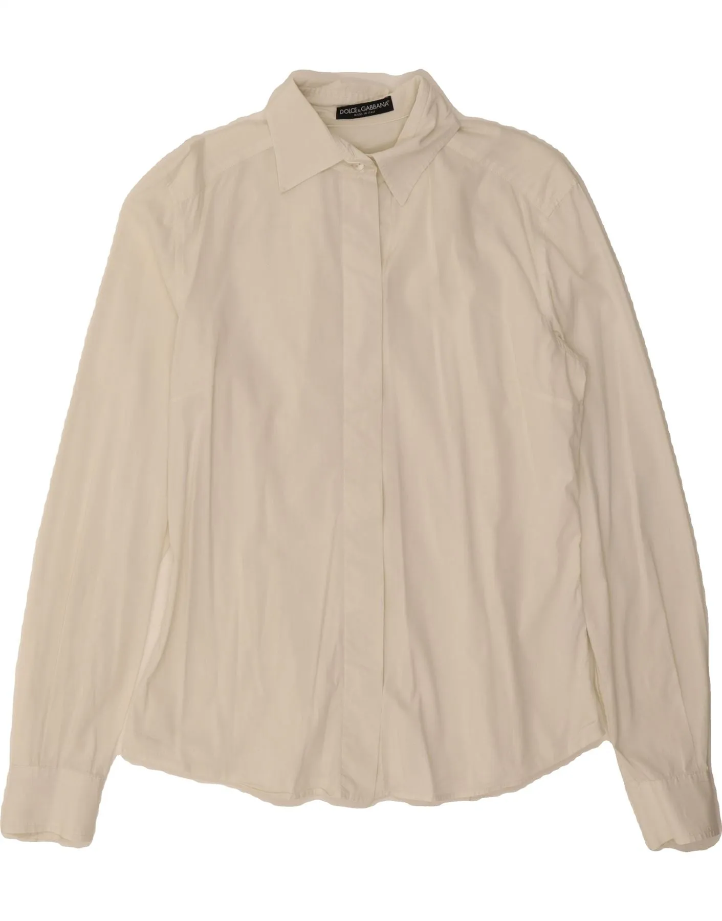 DOLCE & GABBANA Womens Shirt IT 42 Medium White Camouflage Style Special Occasion