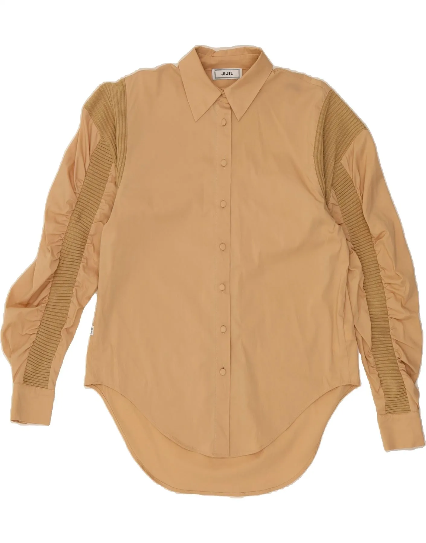 Geometric Shape JIJIL Womens Shirt Blouse EU 38 Medium Beige Colourblock Cotton