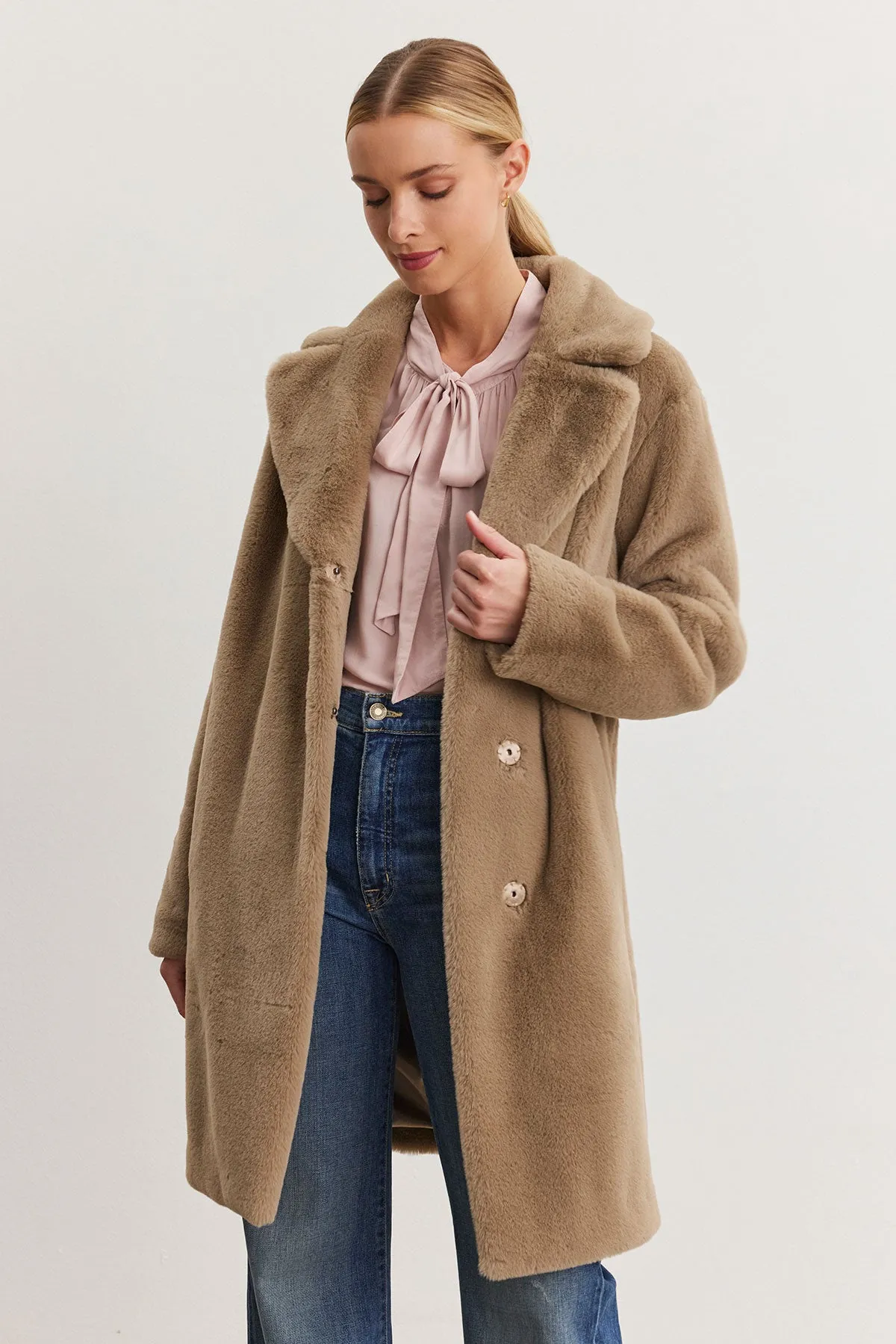 ElasticizedWaistbandSystem EVALYN LUX FAUX FUR COAT