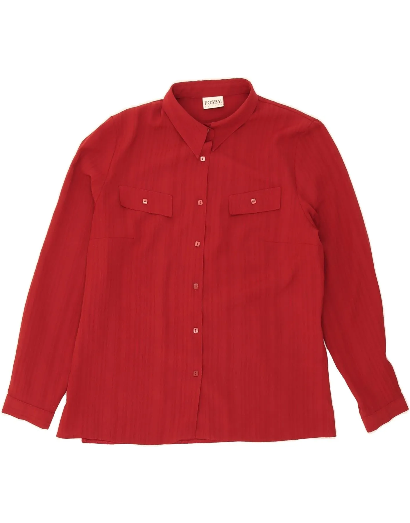 VINTAGE Womens Shirt Blouse UK 16 Large  Red Polyester Mix-And-Match Pre Shrunk Cotton Blend