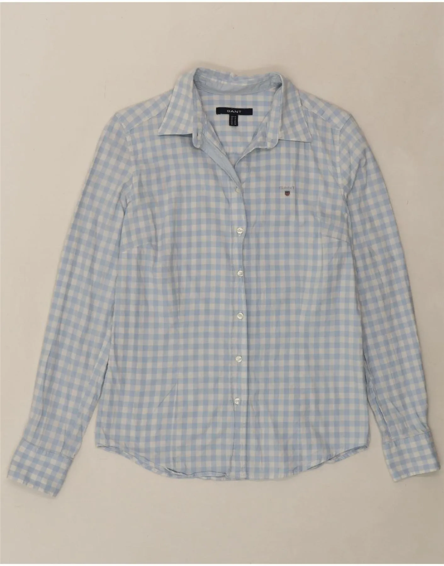Cozy Feel GANT Womens Shirt UK 14 Large Blue Gingham Cotton