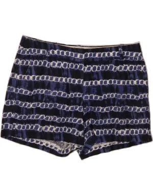 J. CREW Womens Hot Pants US 10 Large W34 Navy Blue Geometric Linen Effortless Comfort Statement Maker