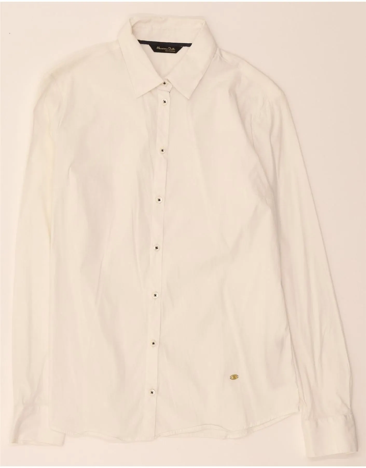 MASSIMO DUTTI Womens Shirt EU 38 Small White Cotton Spring Trend