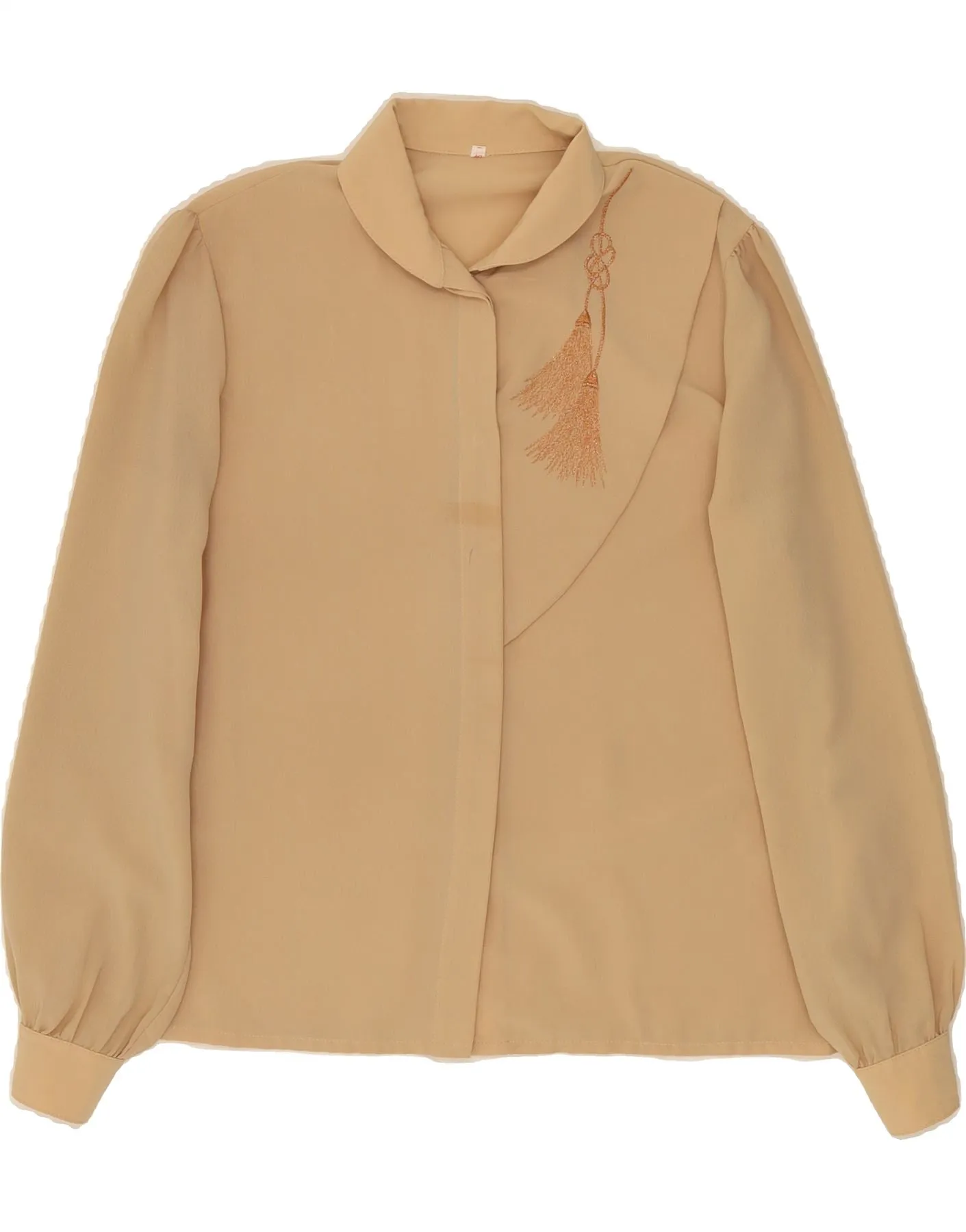 VINTAGE Womens Shirt Blouse EU 40 Medium Beige Polyester Winter Collection