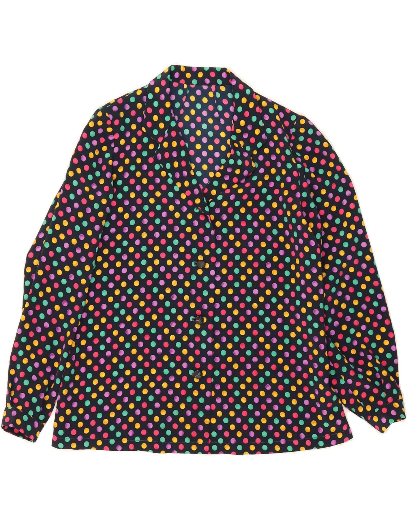 Formal Elegance VINTAGE Womens Shirt Blouse UK 14 Medium Multicoloured Polka Dot
