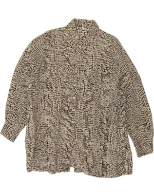 TRU Womens Shirt EU 46 XL Beige Geometric Cupro Soft Touch Waffle Weave