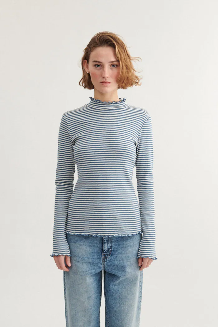 RecycledBlend Fuzz Free Surface Silma High Neck - Copen blue / Birch