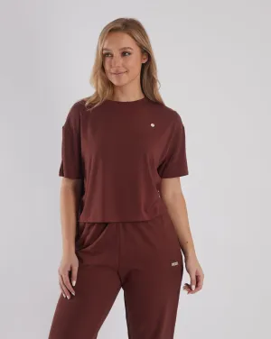 Evie Tee Auburn Rust Chilly Comfort Wear Easy Layering