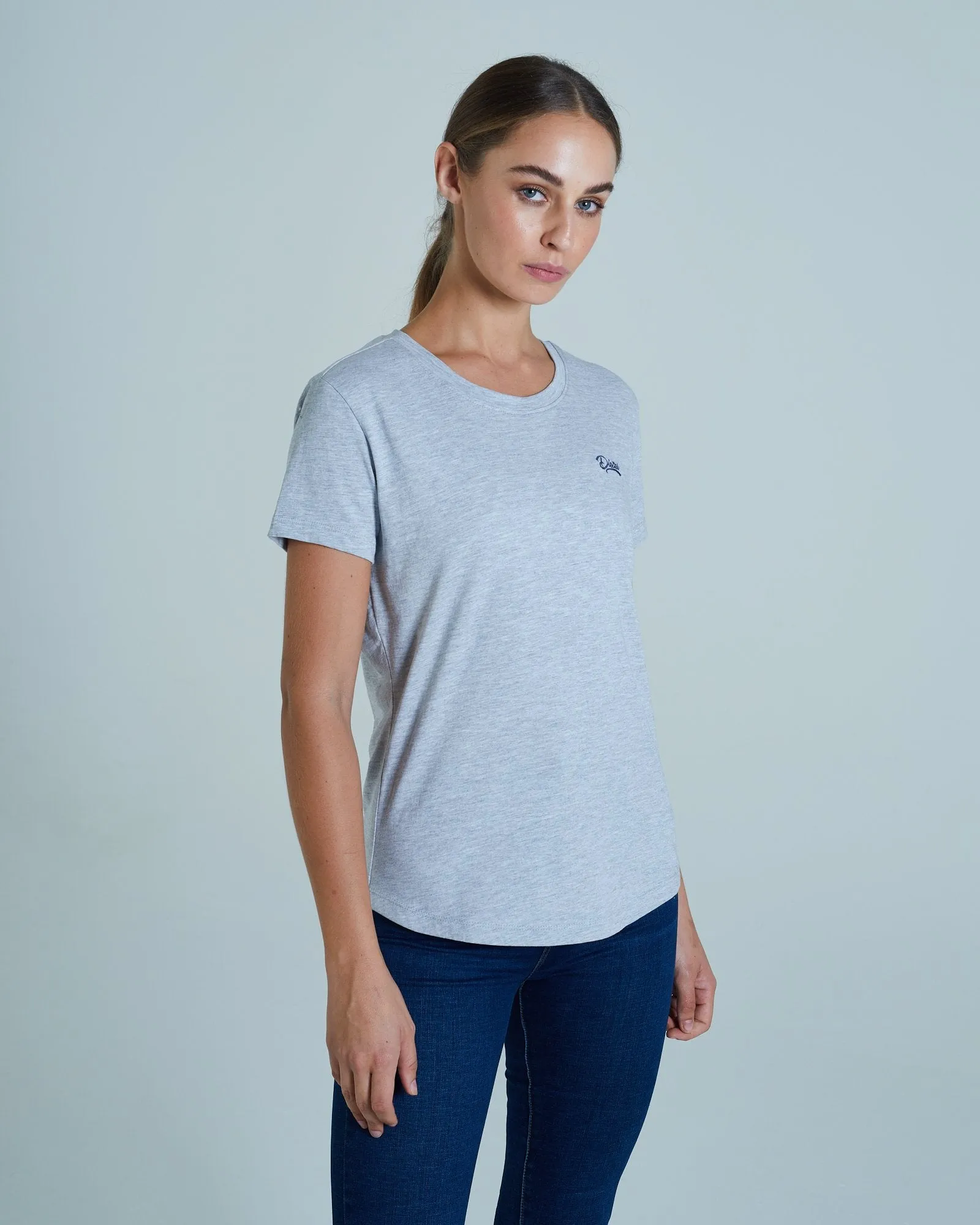 Curved Hemline Cloda Basic Tee Pebble