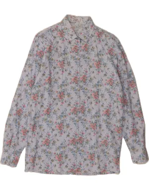 Thermal regulation Seamless Shoulder EMMANUEL SHVILI Womens Shirt Dress IT 42 Medium Blue Floral Cotton