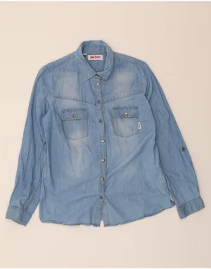 JOHN BANER Womens Denim Shirt UK 14 Large  Blue Cotton Eco friendly materials Bamboo Fiber Blend