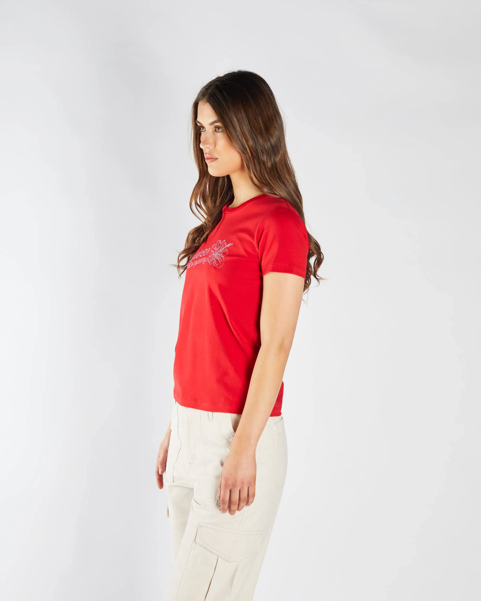 Fadia Tee Salsa AntiStaticFinish Longline Hemline