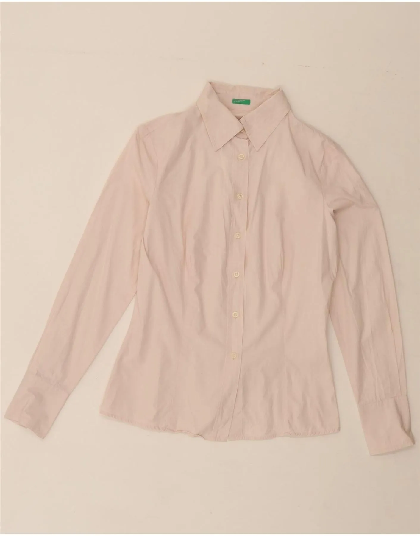 BENETTON Womens Shirt UK 12 Medium Pink Eco-friendly Stretch Fit Technology