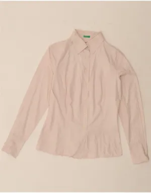 BENETTON Womens Shirt UK 12 Medium Pink Eco-friendly Stretch Fit Technology