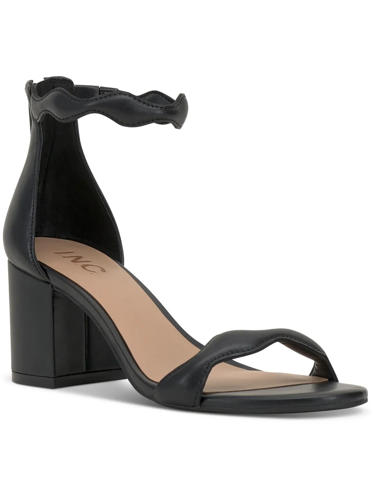 Sollisa Womens Faux Leather Scalloped Heels Elegant Footwear Fashion Ready