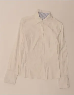 TOMMY HILFIGER Womens Shirt US 6 Medium White Cotton V-Neck