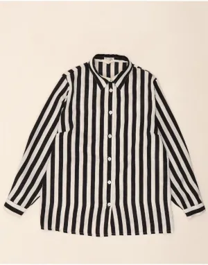 Party outfit VINTAGE Womens Shirt Blouse IT 44/46 Large Black Striped Polyester