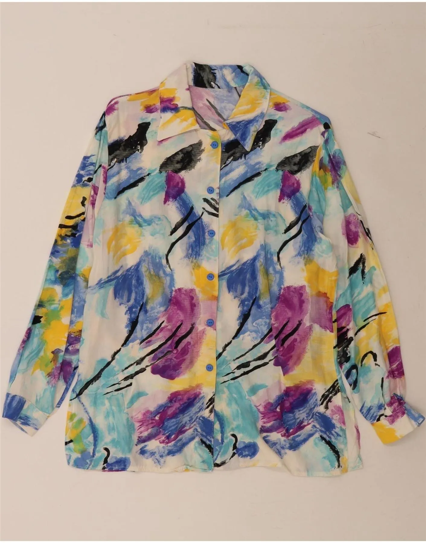 VINTAGE Womens Shirt UK 14 Medium Multicoloured Tie Dye Multi Pocket Design