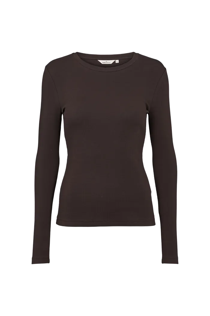 Breathable fabric Fresh Comfort Style Ludmilla LS Tee - Chocolate torte