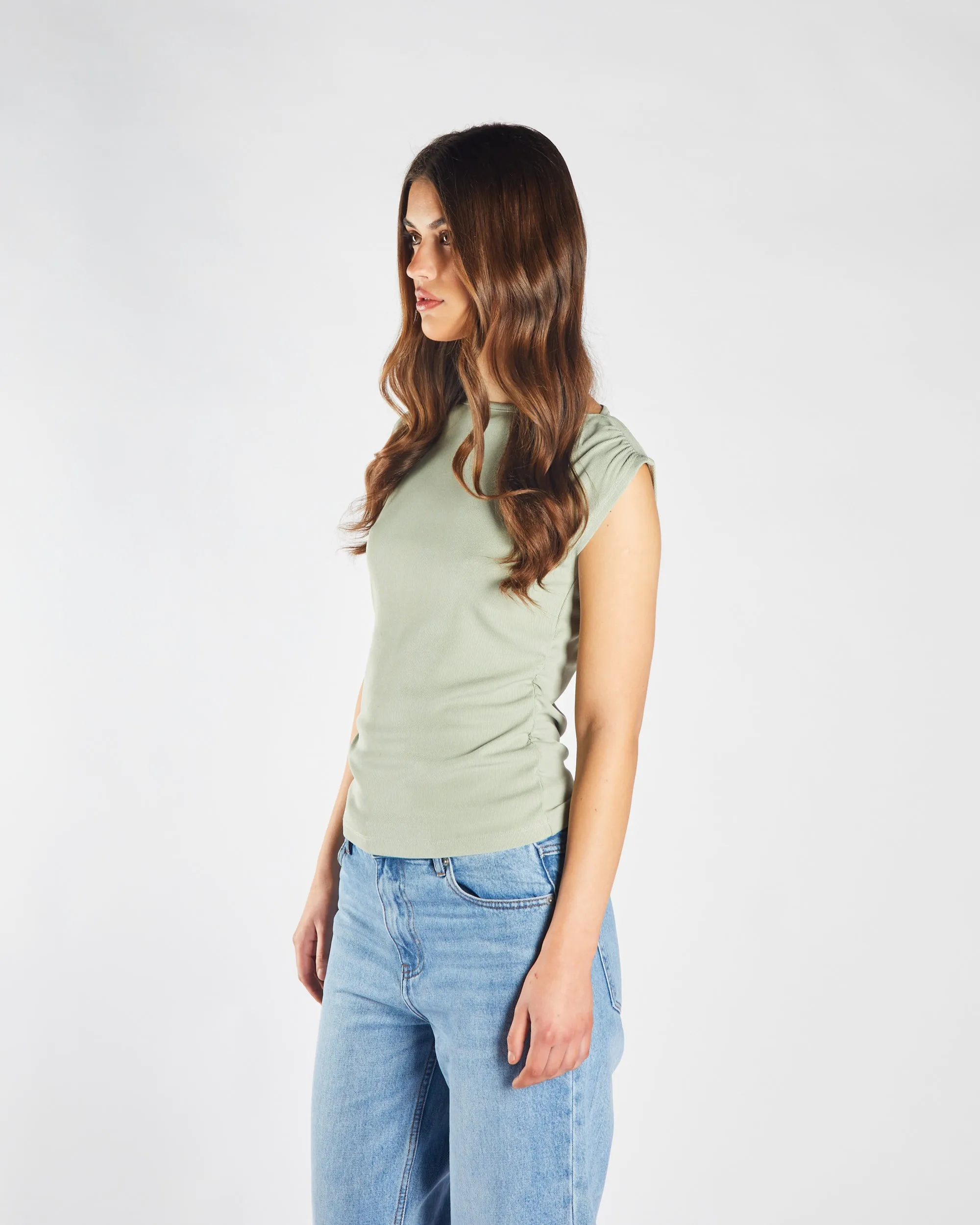 WrinkleResistant Texture Felise Top Iceberg Green