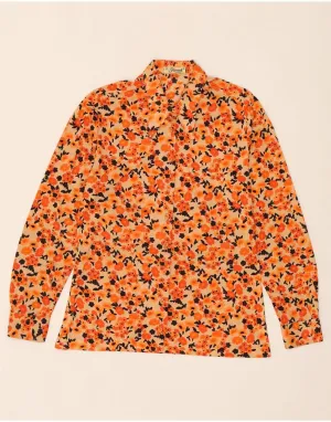 VINTAGE Womens Shirt IT 48 XL Orange Floral Easy Care