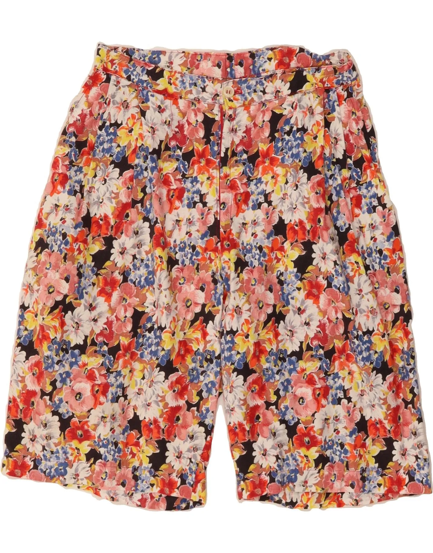 Friends Meetup Abstract print VINTAGE Womens High Waist Pegged Bermuda Shorts W27 Small Red Floral