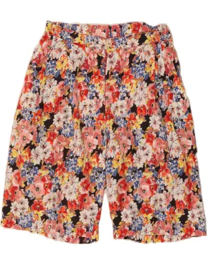 Friends Meetup Abstract print VINTAGE Womens High Waist Pegged Bermuda Shorts W27 Small Red Floral