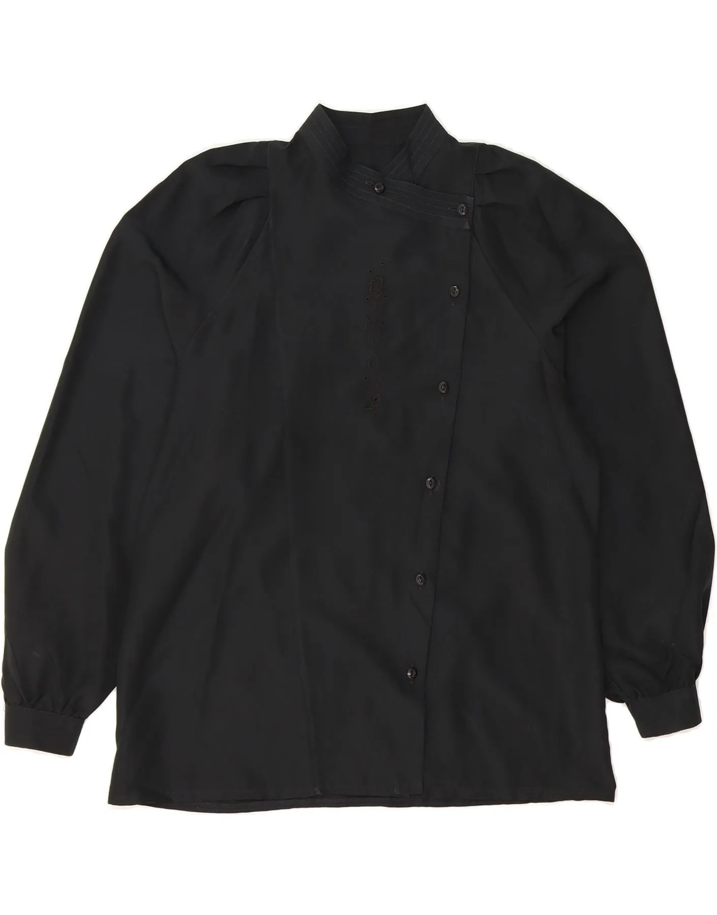 VINTAGE Womens Shirt Blouse UK 16 Large Black Breathable Lining